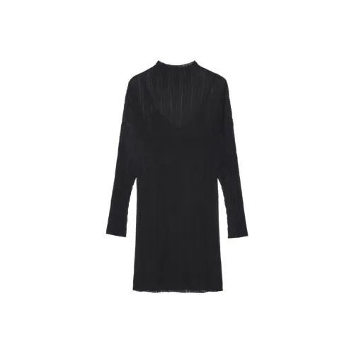 Anine Bing Длинное платье с длинными рукавами женское черное