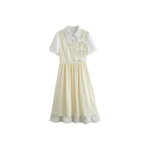 JOSR Короткий рукав Платье Женское Светло-желтое