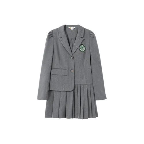 B.Duck Длинное платье с длинными рукавами женское серое