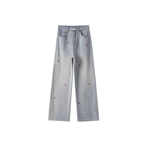 YUNFEIXIU Джинсы Универсальный Модный Коммутирование Корейский стиль Элегантность Утягивающие Повседневные брюки Лето Женские Синий