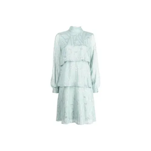 ARMANI EXCHANGEAE SS23 Длинное Платье с Длинными Рукавами Женское Зеленое