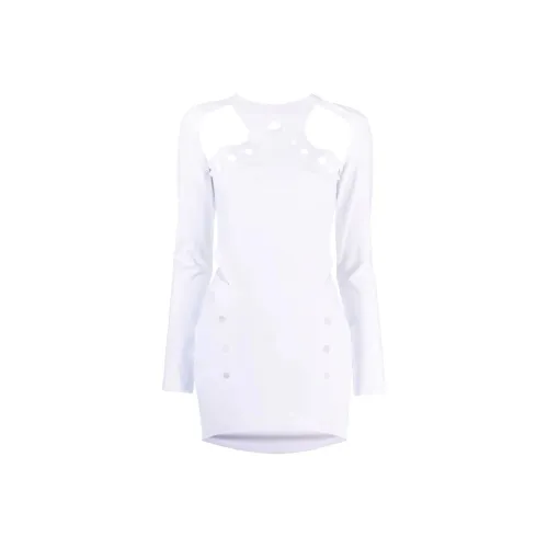 Jean Paul Gaultier Длинное платье с длинными рукавами женское белое