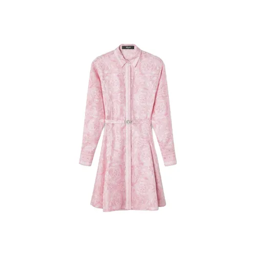 VERSACE Длинное платье с длинными рукавами женское розовое