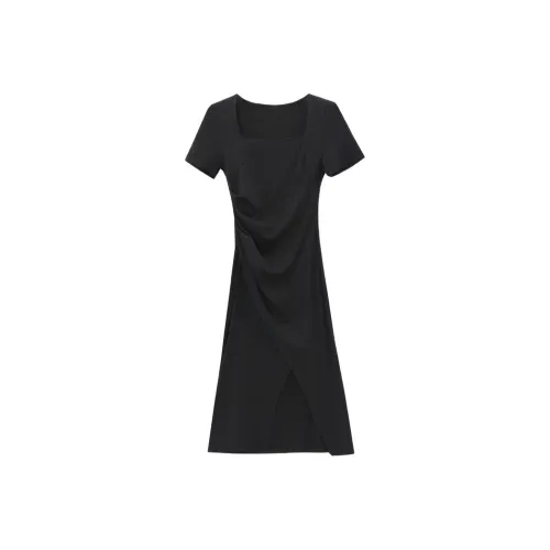 PLANE DRIFT Короткий рукав Платье Женское Черное