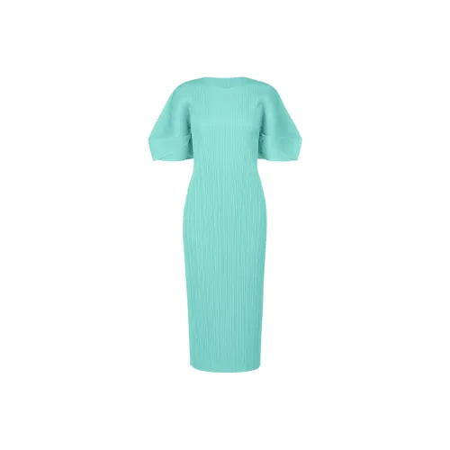 PLEATS PLEASE ISSEY MIYAKE SS25 Короткий рукав Платье Женское Светло-синий