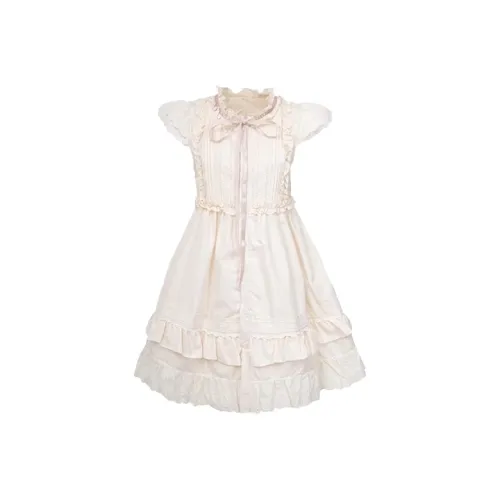 SCCREBEL OFFICIAL Короткий рукав Платье Женское Абрикосовое