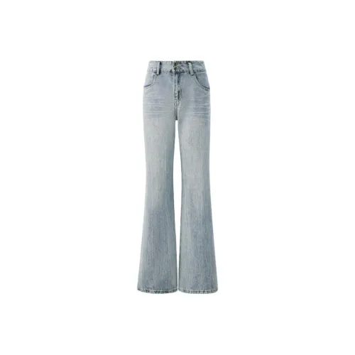 ZNZX Все Season Все Джинсы Свободный крой Женские Светлый