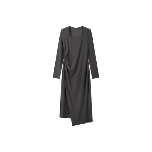 THE SEA LIFE Длинное платье с длинными рукавами женское каштанового цвета