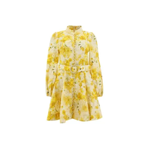 Zimmermann Желтое Женское Длинное Платье с Рукавами