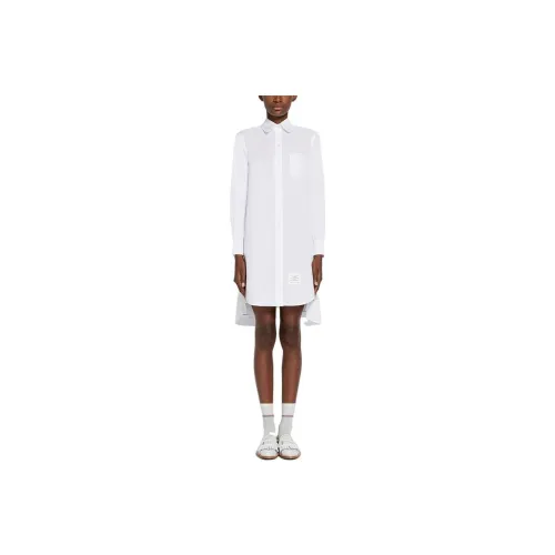 THOM BROWNE Белое Женское Длинное Платье с Рукавами