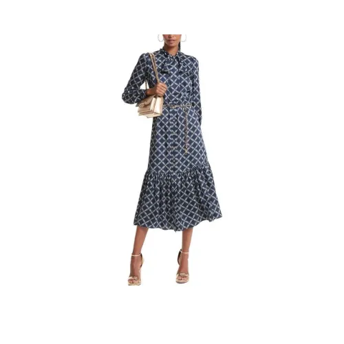 Michael Kors Темно-синий Женские Длинные Платья с Рукавами