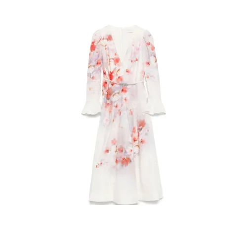 Zimmermann FW24 Длинное платье с длинными рукавами цвет белый