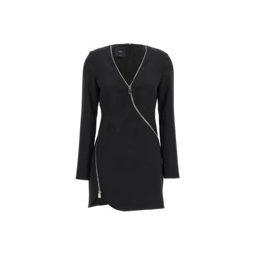 PINKO Черное Женское Длинное Платье с Рукавами