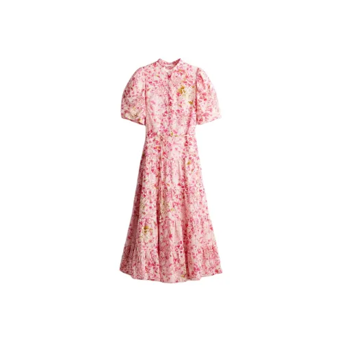 H&M Розовый/Цветочный Женские Платья с Короткими Рукавами