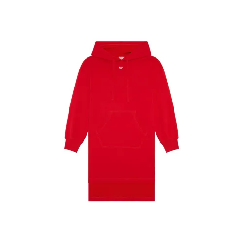 DIESEL Длинное платье с длинными рукавами женское красное