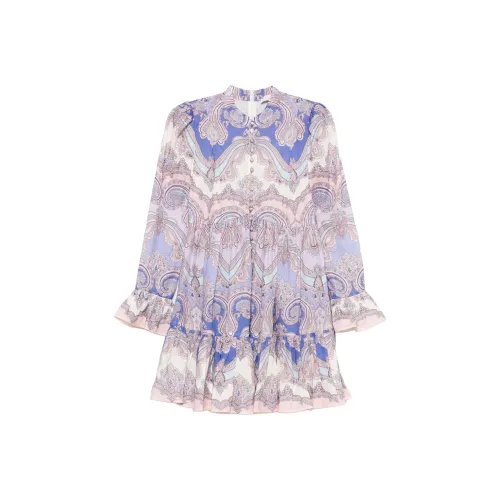 Zimmermann FW24 Длинное платье с длинными рукавами женское лавандово-фиолетовое