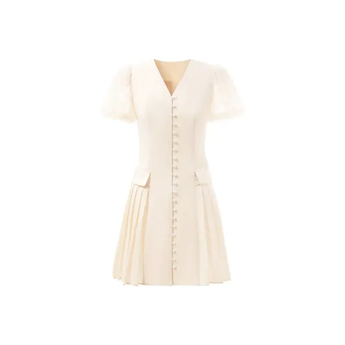 AUI Короткий рукав Платье Женское Абрикос