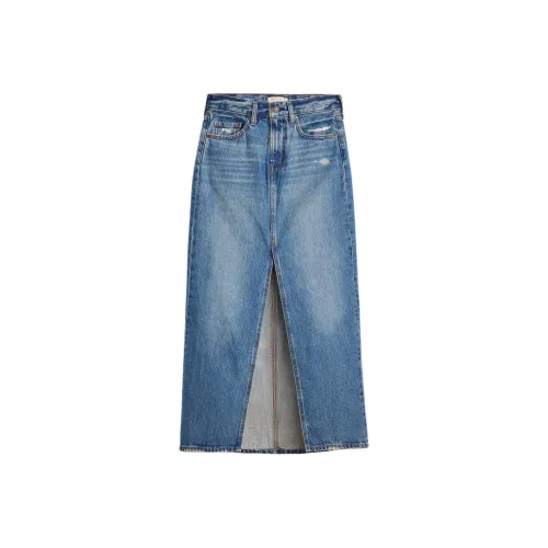 Levi's Ankle Column Юбка Деним Длинный Юбка Женские Синий