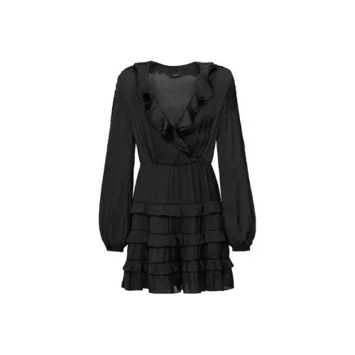 PINKO Черное Женское Длинное Платье с Рукавами