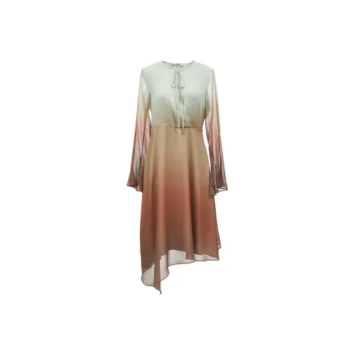 Only H3Z Мандала Цветочный Синий Градиентный Женское Длинное Платье с Рукавами