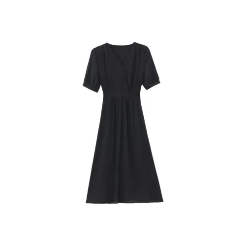 PLANE DRIFT Короткий рукав Платье Женское Черное