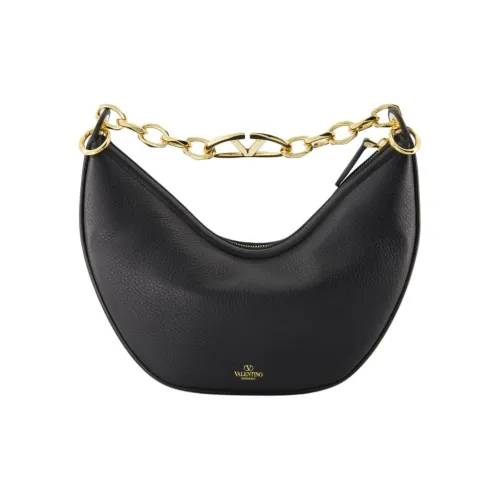 Valentino Vlogo Коровья кожа Полумесяц Сумка Женская Черная