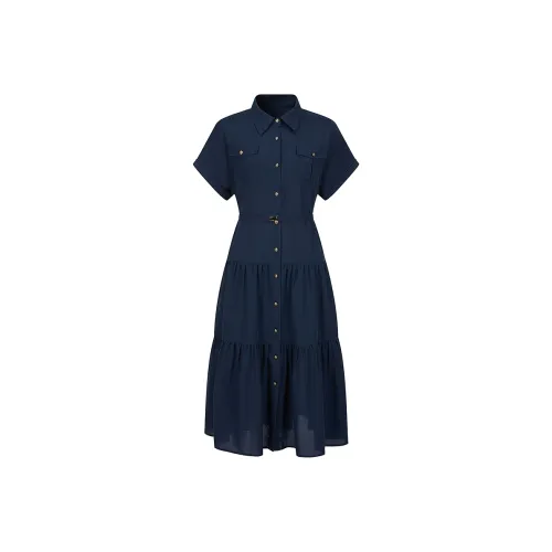 JZ. ANNAKRO Короткий рукав Платье Женское Темно-синий