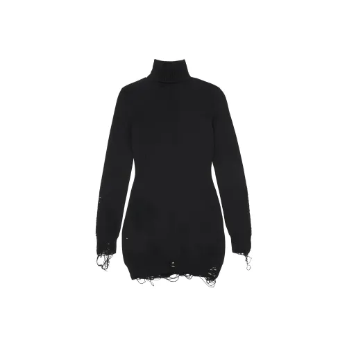 MM6 MAISON MARGIELA FW24 Длинное платье с длинными рукавами женское черное