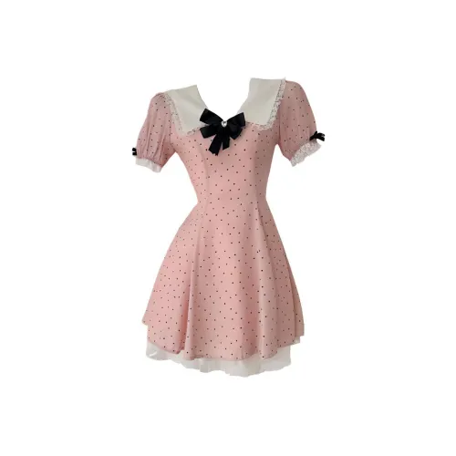 KKX Короткий рукав платье женское розовый