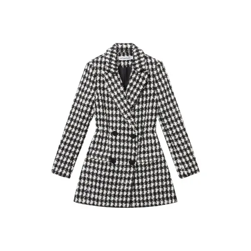 Self Портрет Черная клетка Женские Длинные рукава Платья