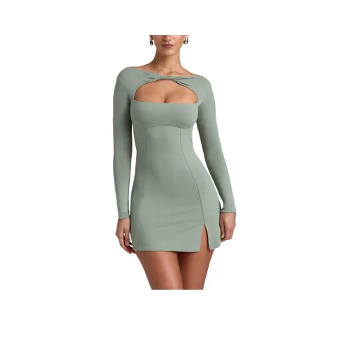 OH POLLY SARLA Длинное платье с длинными рукавами женское шалфейно-зеленый шалфейно-зеленый