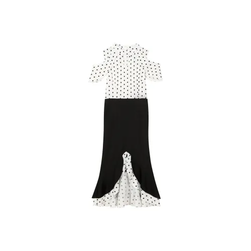 EIDOLON GRAIN Гороховый узор & Черный Женские Короткие Платья с Рукавами