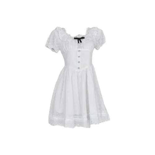Yvetteclassic Короткий рукав Платье Женское Белое