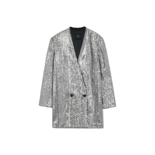 Anine Bing Длинное платье с длинными рукавами цвет женский серебряный