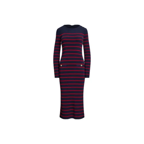 Polo Ralph Lauren Длинное платье с длинными рукавами женское красное