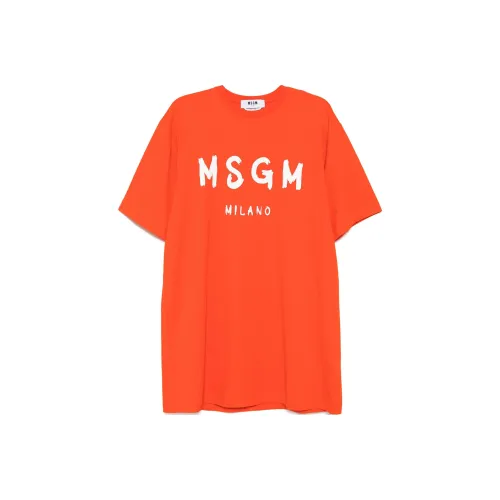 MSGM SS25 Короткий рукав Платье Женское Ярко-красное