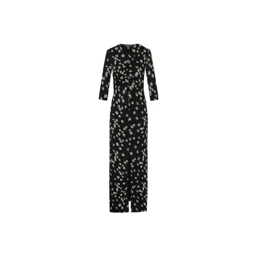 MO&CO Черное с белым Многоцветное Женское Короткое Платье с Рукавами