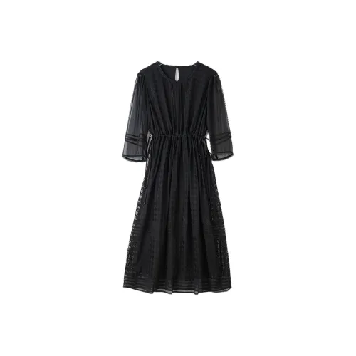 To The West Короткий рукав Платье Женское Черное