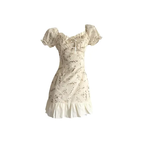 PAIN OR PLEASURE Короткий рукав Платье Женское Абрикосовое