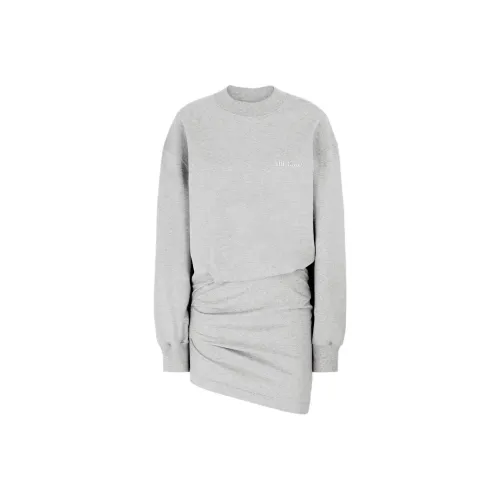 The Attico Длинное платье с длинными рукавами женское серое