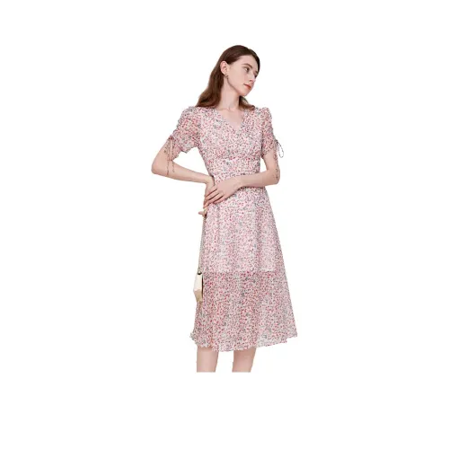 Caroline Розовый Женские Короткие Платья с Рукавами