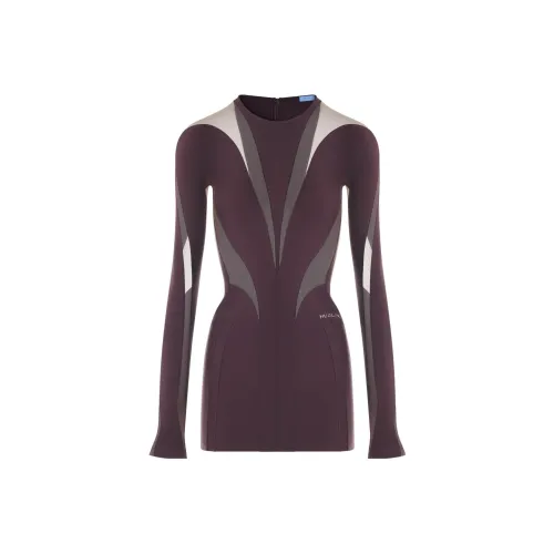 Mugler Бургундский Женские Длинные Платья с Рукавами