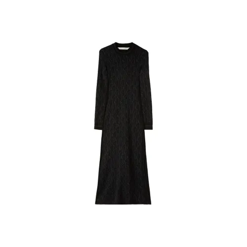 PALM ANGELS Длинное платье с длинными рукавами женское черное