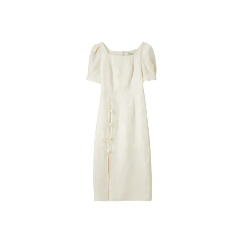 SENTUBILA Короткий рукав Платье Женское Абрикосовое