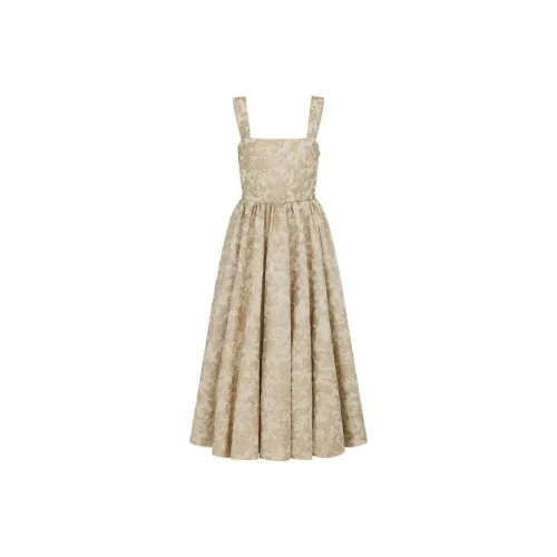 DIOR MID Длина Платье Belted Slip Платье Женское Золотое