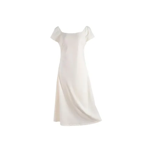 CPAURA Короткое платье с короткими рукавами женское белое