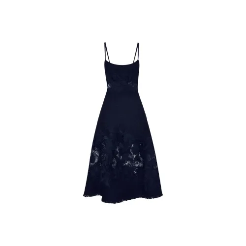 Oscar De La Renta SS24 Slip Платье Женское Морской синий