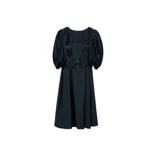 MIIDII Black Женские Короткие Платья с Рукавами