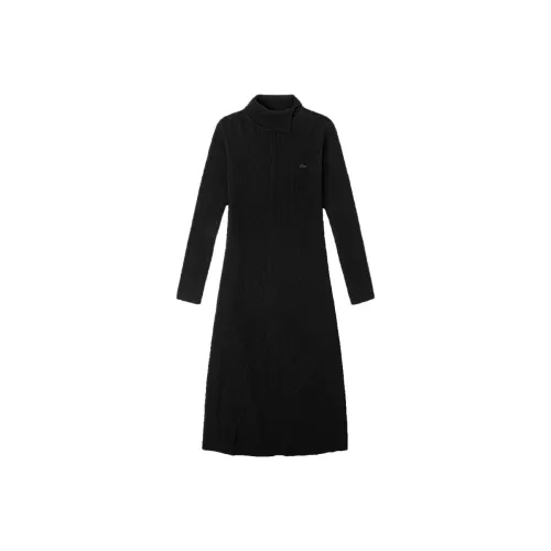 LACOSTE Черное Женское Длинное Платье с Рукавами