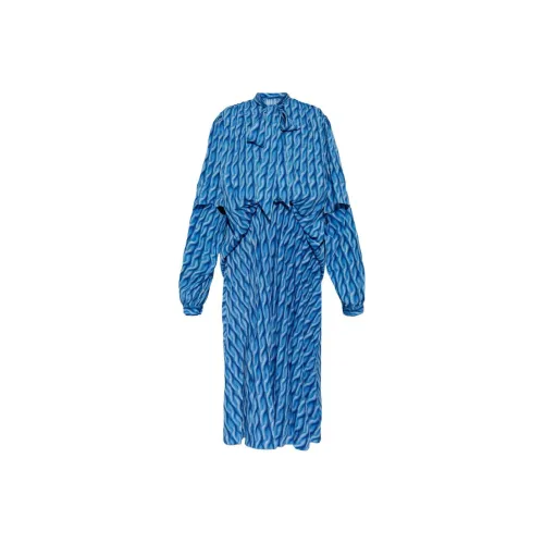 Balenciaga SS25 Длинное платье с длинными рукавами обычный крой женское небесно-голубой